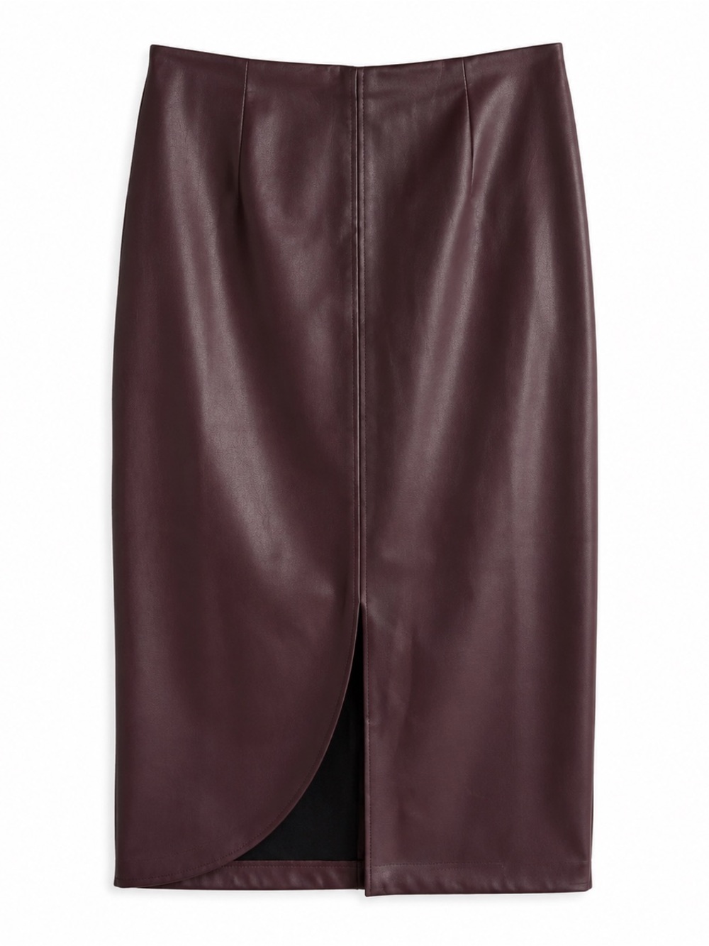Vero Moda (Stitch Fix) Olesmara Coated Midi Skirt L Port Royale Burgundy NWT